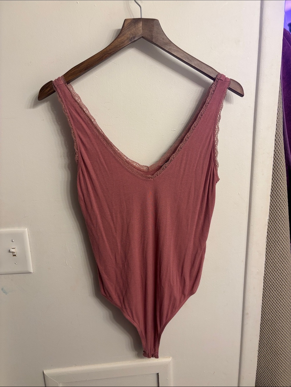 wild fable Lace-Trim V-Neck Bodysuit - Rose